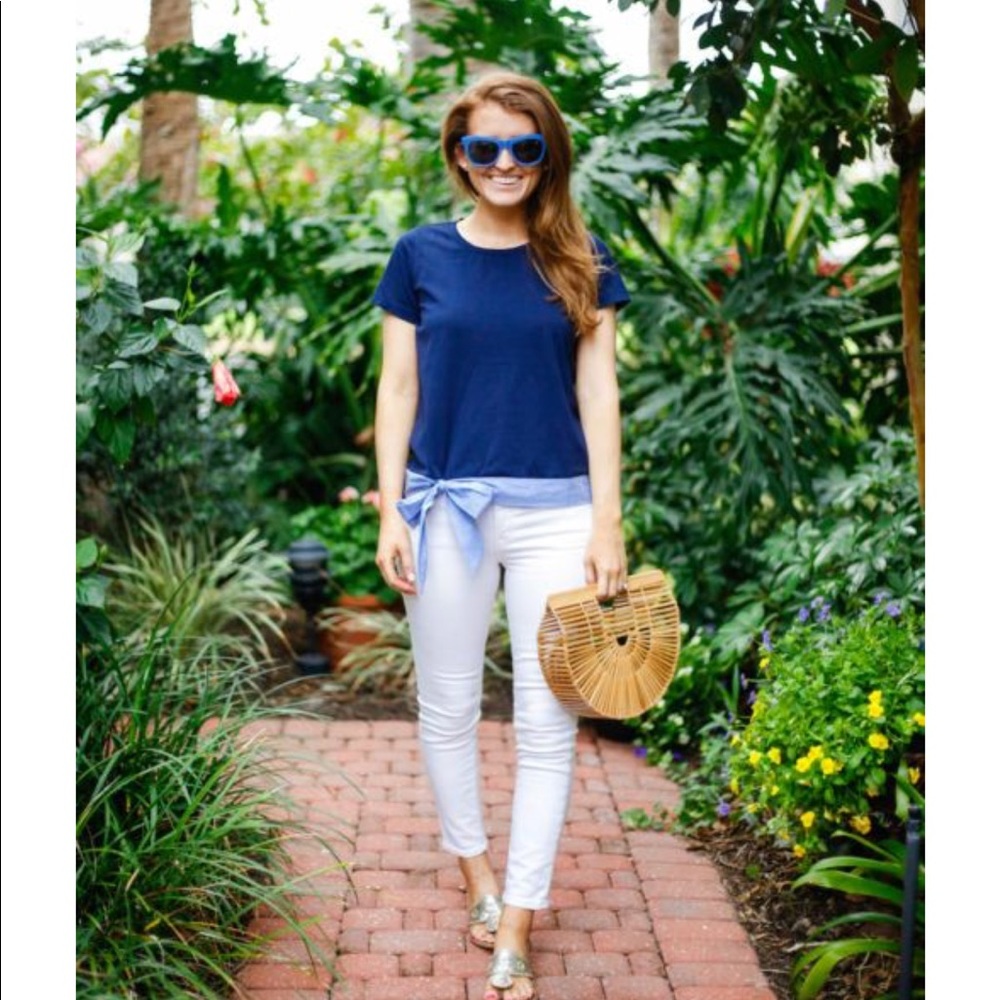 J. Crew navy tie shirt